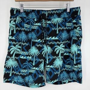 Edgar + Ash Mens Tropical Palm Tree Swim Trunks Shorts All Over Print Medium